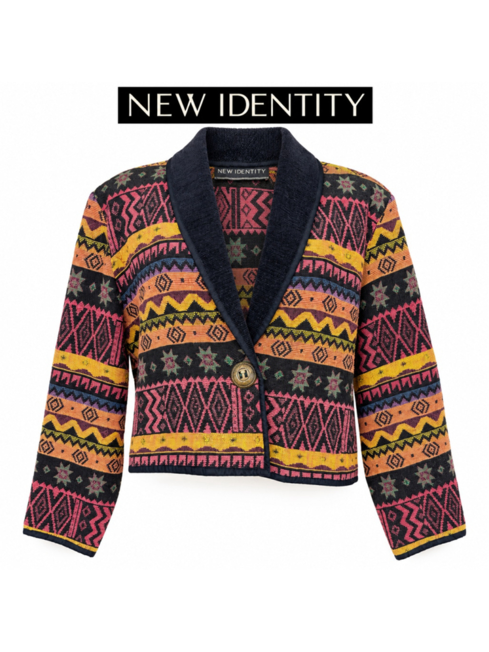 Vintage 90s New Identity Southwestern Tapestry Cropped Jacket L